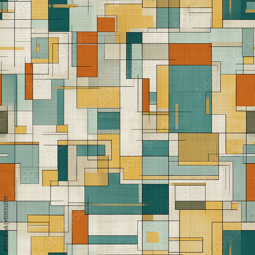 Retro Urban Geometric Pattern Versatile Mid-Century Design