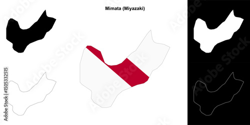 Mimata (Miyazaki) outline map set