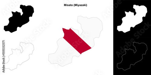 Misato (Miyazaki) outline map set