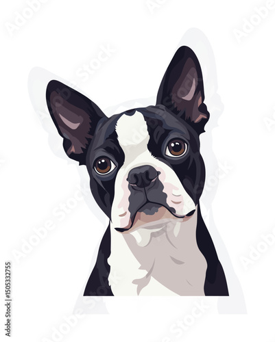 Boston Terrier in Glasses EPS