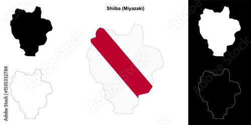 Shiiba (Miyazaki) outline map set