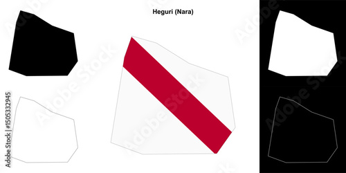 Heguri (Nara) outline map set