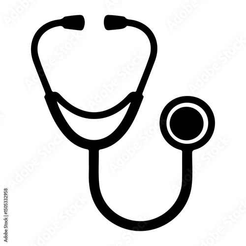 Stethoscope black icon Silhouette vector style on white background
