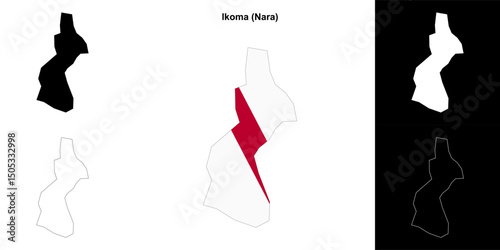 Ikoma (Nara) outline map set