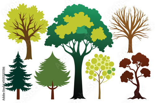 Diverse Tree Silhouettes A Collection of Stylized Vector Trees for Design