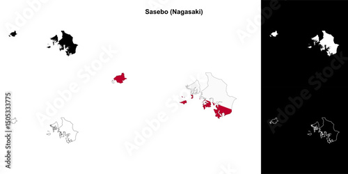 Sasebo (Naoasaki) outline map set