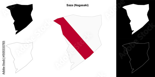 Saza (Naoasaki) outline map set