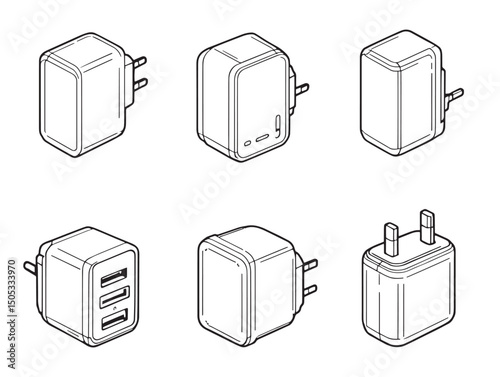 phone charger line art illustration suitable for tech related work