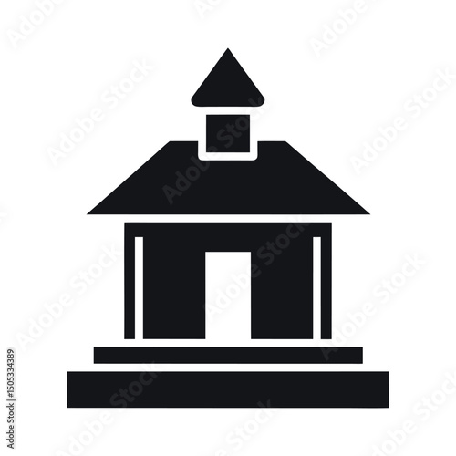 Silhouette vector graphic of simple chapel building icon design isolated