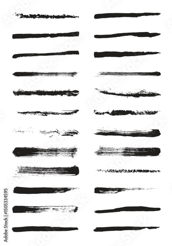 Collection of different Hand drawn black dry marker chalk strokes isolated on white background. Collection of hand drawn templates. Can be used and edit easily. Perfect for digital art, banners.EPS 10