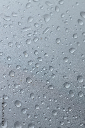 Wallpaper Mural water drops on the silver metal surface, abstract background, macro drops after the rain, grey car after carwash Torontodigital.ca