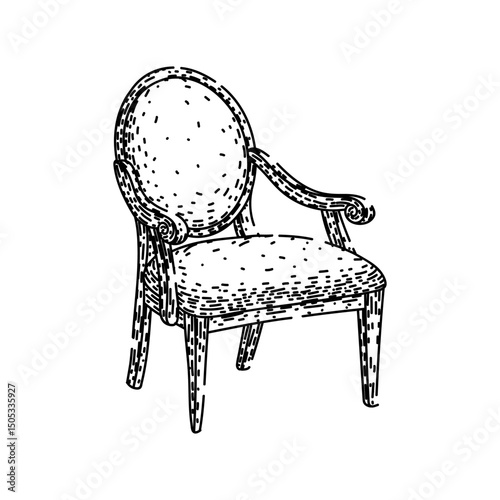 upholstery antique chair sketch hand drawn vector