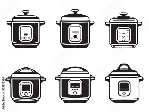 Pressure cooker line art minimalistic cooking tool vector drawing