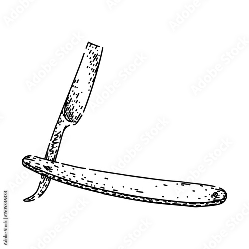 edge barber straight razor sketch hand drawn vector