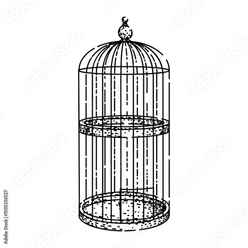 swing birdcage sketch hand drawn vector