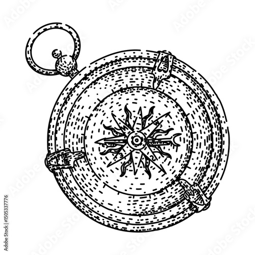 north compass sketch hand drawn vector