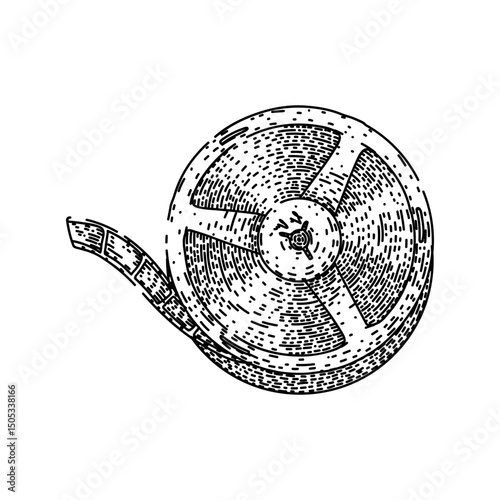 screen film projector reel sketch hand drawn vector
