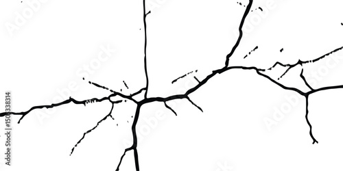 Deep cracks intertwine across a stark white surface, creating an abstract tapestry that showcases the beauty within destruction. Nature’s design captivates the observer’s imagination.
