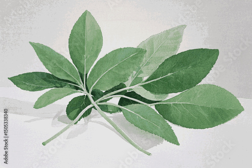 Herbaceous Velvet Flow herb sage isolated watercolor vector illustration svg