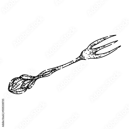 cutlery fork engraved silver sketch hand drawn vector