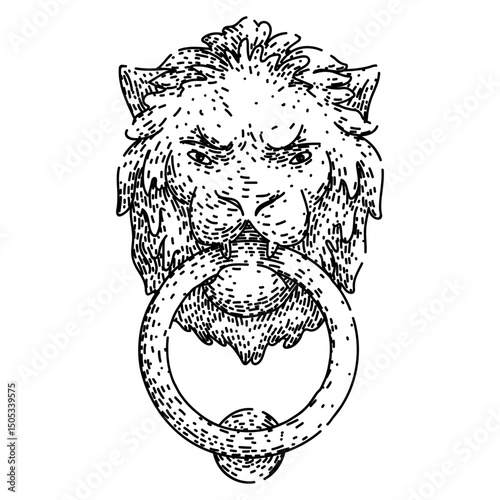 traditional iron door knocker sketch hand drawn vector