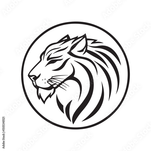 Vector illustration of a pensive lion with a calm and meaningful expression. Showing strength, wisdom and serenity in one image isolated on white background.
