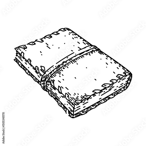 vintage leather bound diary sketch hand drawn vector