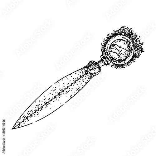 cutter letter opener sketch hand drawn vector