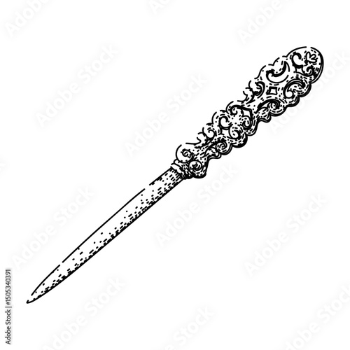 blade letter opener sketch hand drawn vector