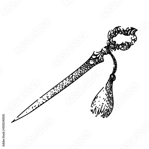 knife letter opener sketch hand drawn vector