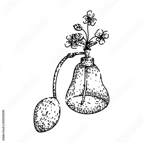 refillable perfume automizer sketch hand drawn vector