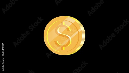 change dollar bitcoin coin animation on transparent background