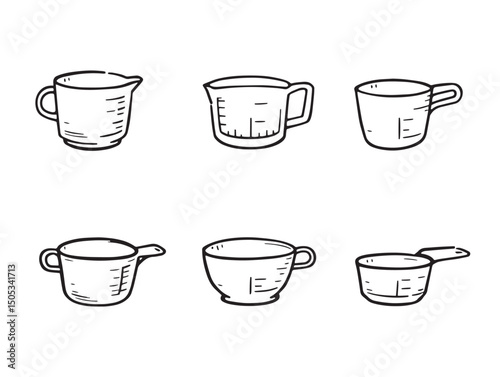 vector line art of measuring cups for recipe book design