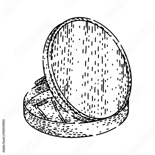 portable pocket mirror sketch hand drawn vector