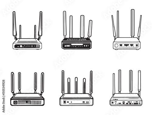vector line drawing of a digital modem device