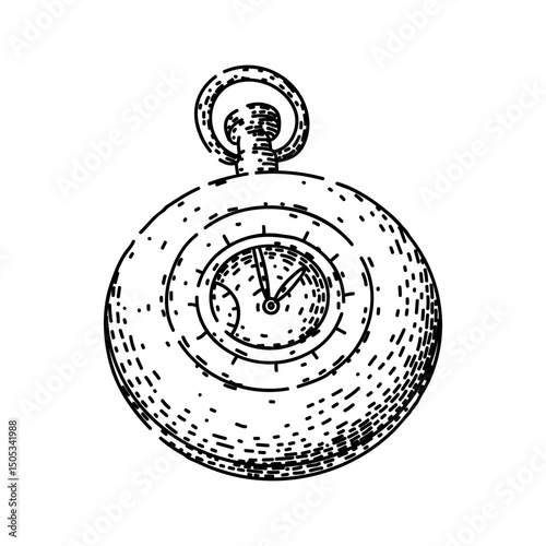 mechanical pocket watch sketch hand drawn vector