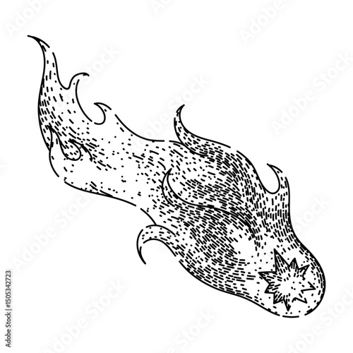 celestial shooting star sketch hand drawn vector