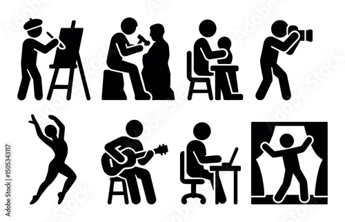 Diverse artistic activities: painting, sculpting, photography, music