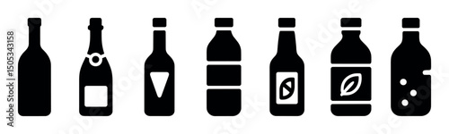 Variety of beverage bottle silhouettes with diverse shapes