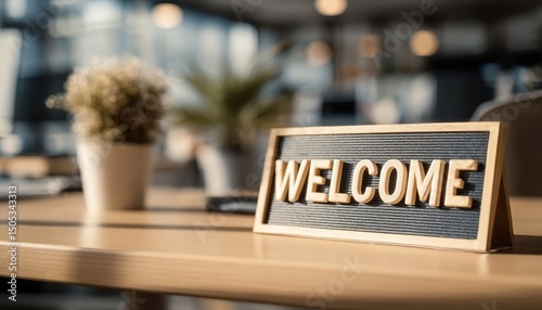 Welcome Sign In Modern Office A Symbol Of Hospitality, New Beginnings, And Client Relationships