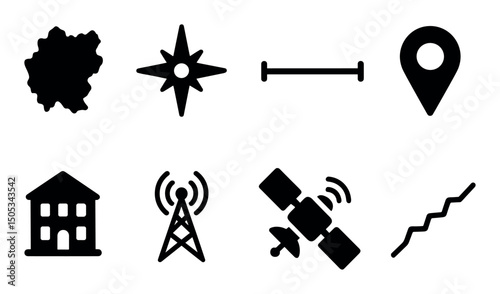 Navigation tools icons: map, compass, gps, home, satellite, signal