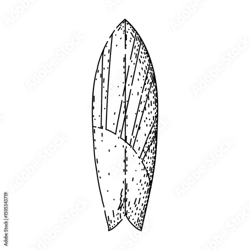 fins surfboard sketch hand drawn vector