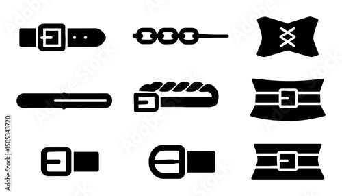 Different types of belts and buckles in various styles collection