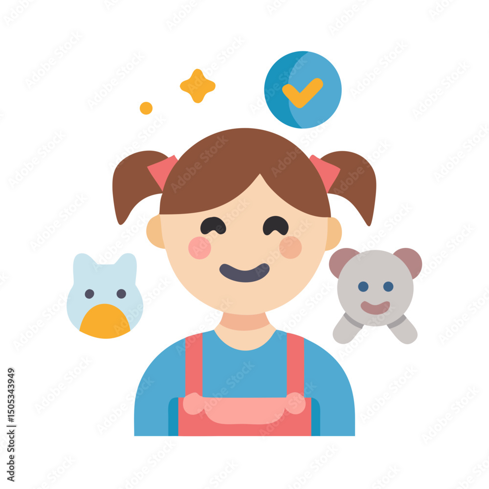 Happy Children Vector Illustration – Kids Playing and Smiling Happy Children Vector Illustration – Kids Playing and Smiling