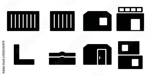 Minimalist black shapes set for design and art projects
