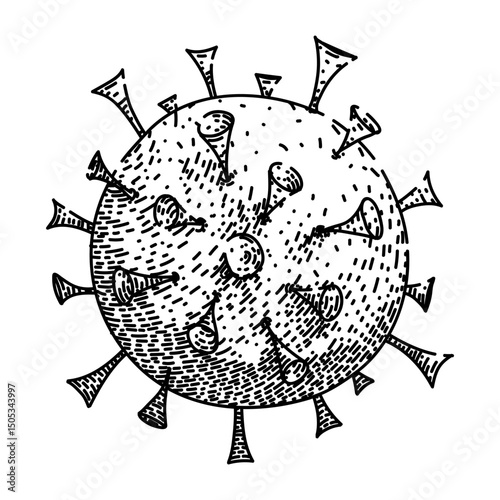 fins virus sketch hand drawn vector