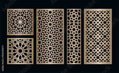 Laser and cnc cutting panels template. Decorative die cut pattern