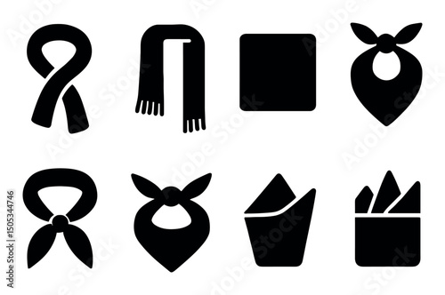 Silhouette icons of scarves, bandanas, and handkerchiefs