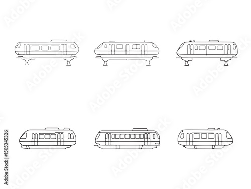 clean monorail line art for public transport concept