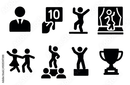 Dance icons: competition, performers, judges, trophy